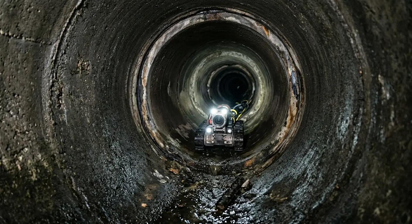 Robotic sewer camera inspecting pipe interior for Drain Snake Service in Fremont